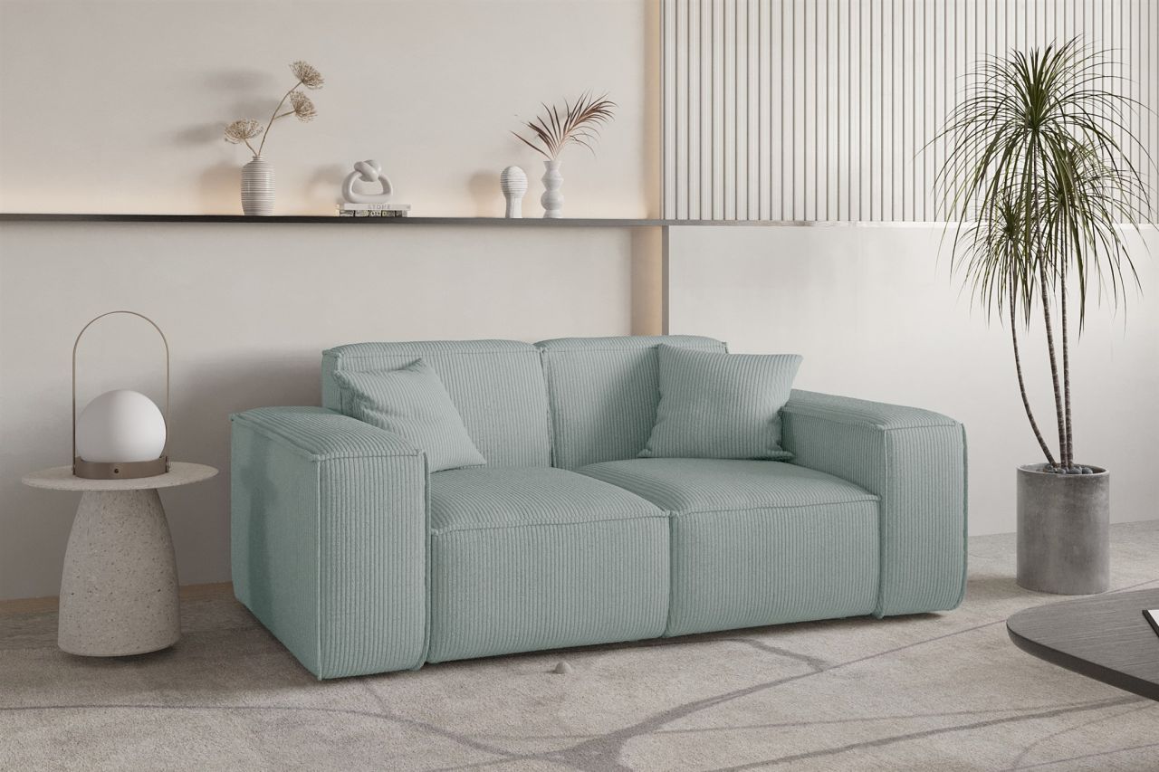 Sofa Designersofa CELES PREMIUM 2-Sitzer in Stoff Scala Saphirblau von Fun Möbel