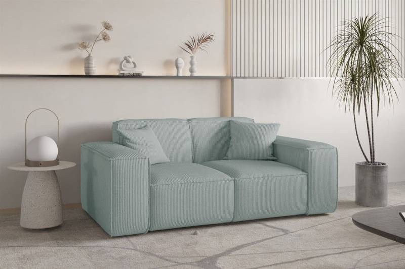 Sofa Designersofa CELES PREMIUM 2-Sitzer in Stoff Scala Saphirblau von Fun Möbel