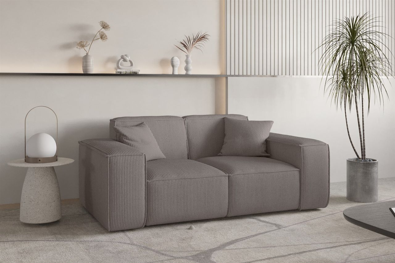 Sofa Designersofa CELES PREMIUM 2-Sitzer in Stoff Scala Taupe von Fun Möbel