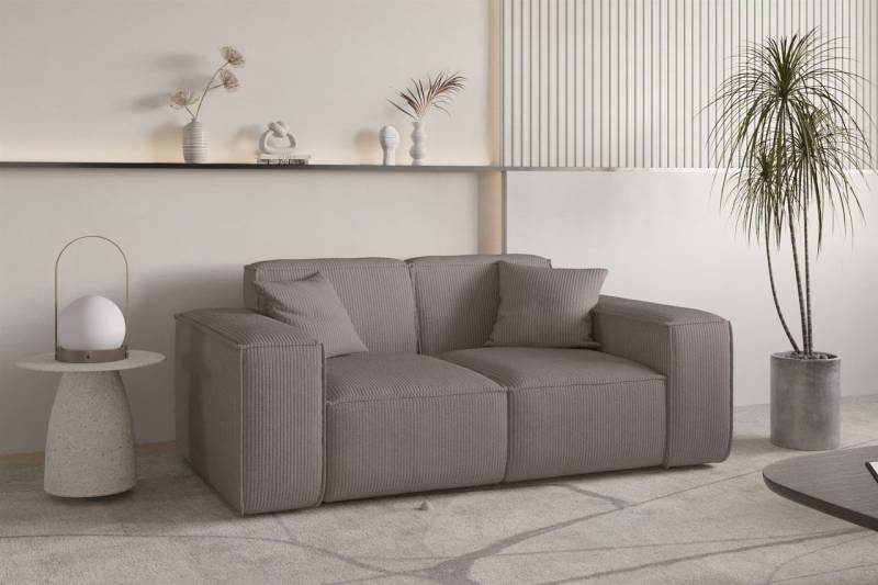 Sofa Designersofa CELES PREMIUM 2-Sitzer in Stoff Scala Taupe von Fun Möbel