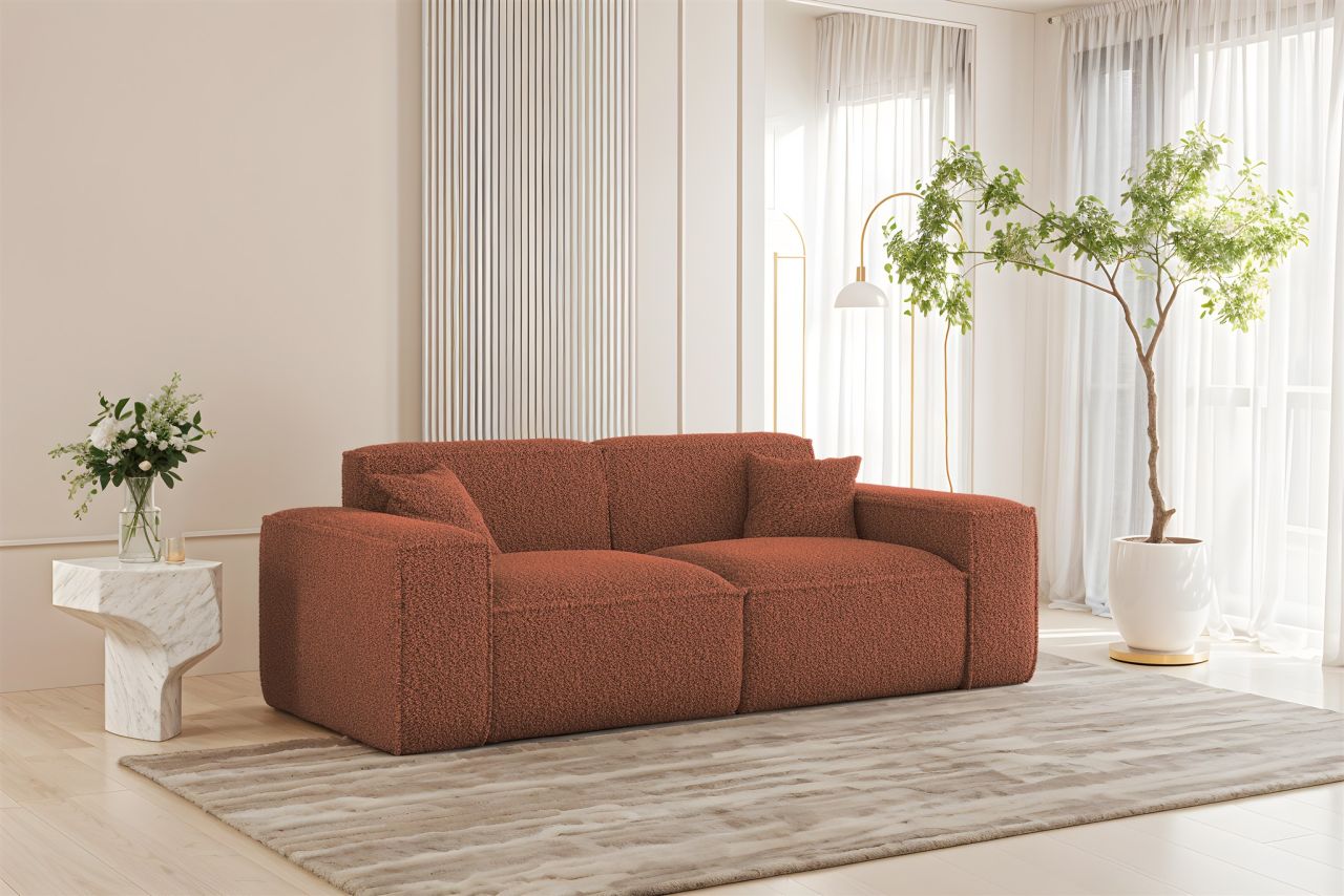 Sofa Designersofa CELES PREMIUM 2-Sitzer in Stoff Sven Rostbraun von Fun Möbel