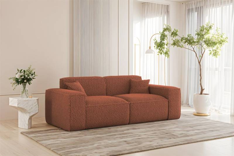 Sofa Designersofa CELES PREMIUM 2-Sitzer in Stoff Sven Rostbraun von Fun Möbel