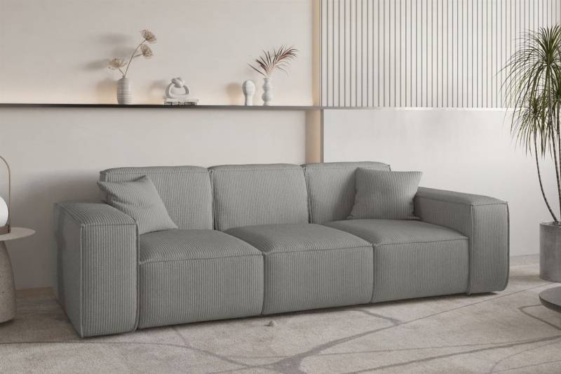 Sofa Designersofa CELES PREMIUM 3-Sitzer in Stoff Scala Grau von Fun Möbel