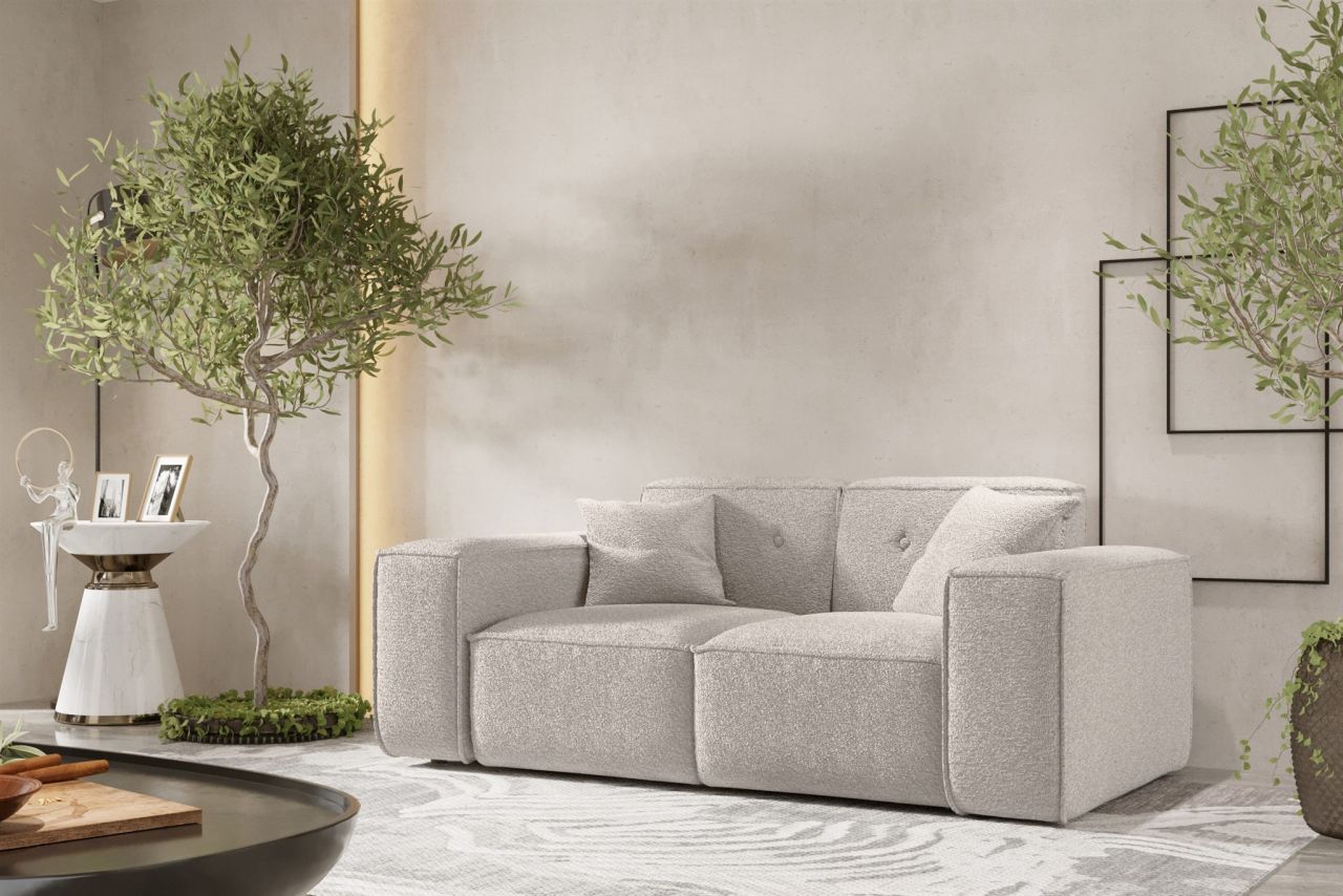 Sofa Designersofa CESINA 2-Sitzer in Stoff Ascot Bukla Creme von Fun Möbel