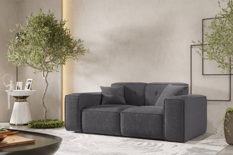 Sofa Designersofa CESINA 2-Sitzer in Stoff Ascot Bukla Grafit von Fun Möbel