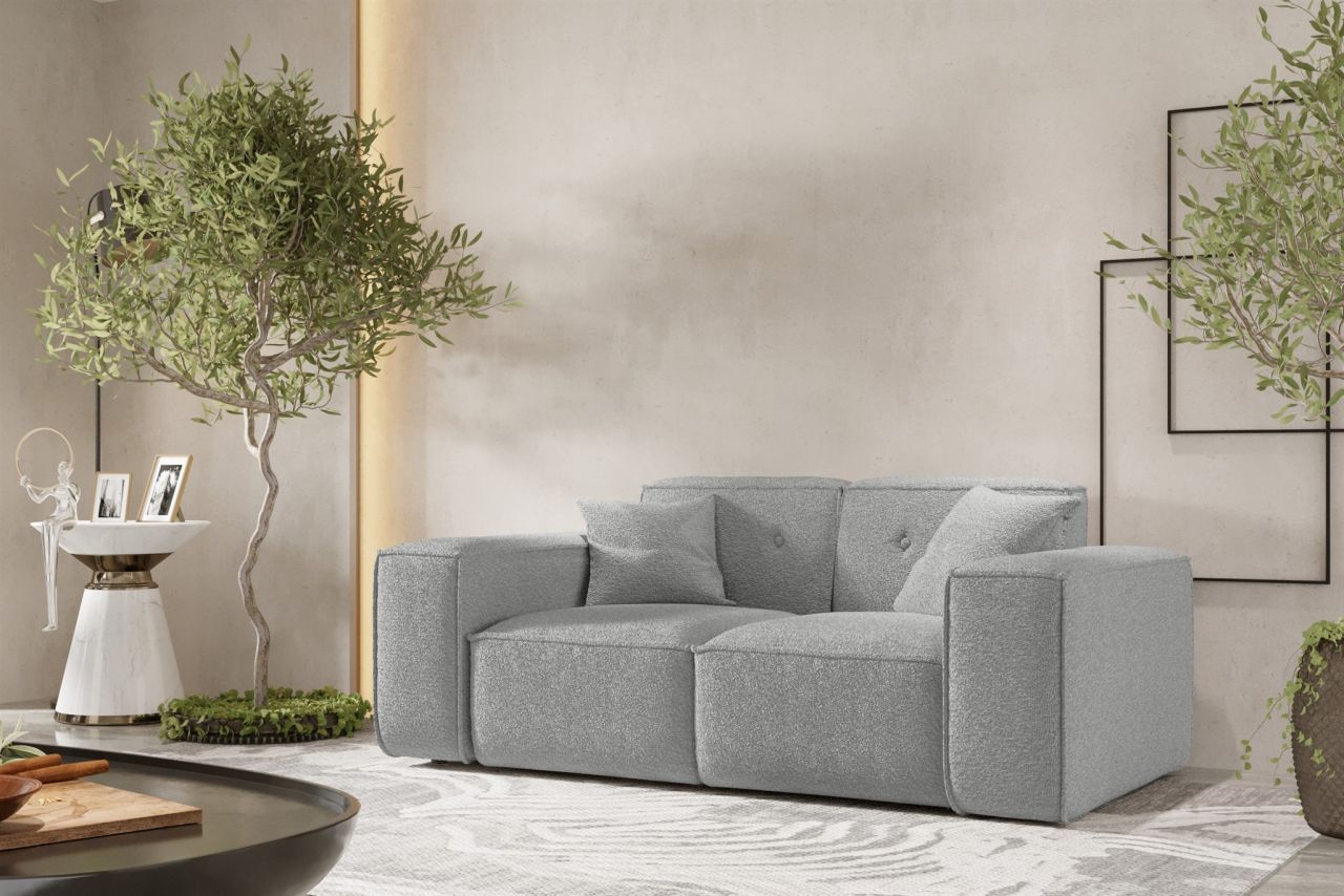 Sofa Designersofa CESINA 2-Sitzer in Stoff Ascot Bukla Grau von Fun Möbel