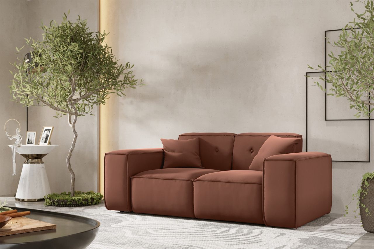 Sofa Designersofa CESINA 2-Sitzer in Stoff Opera Velvet Braun von Fun Möbel