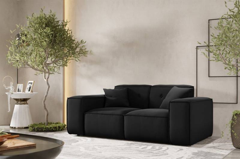 Sofa Designersofa CESINA 2-Sitzer in Stoff Opera Velvet Schwarz von Fun Möbel