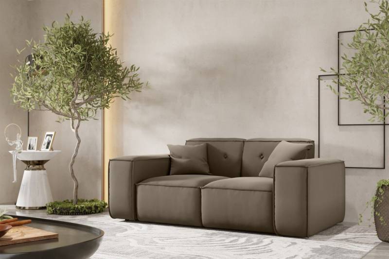Sofa Designersofa CESINA 2-Sitzer in Stoff Opera Velvet Taupe von Fun Möbel