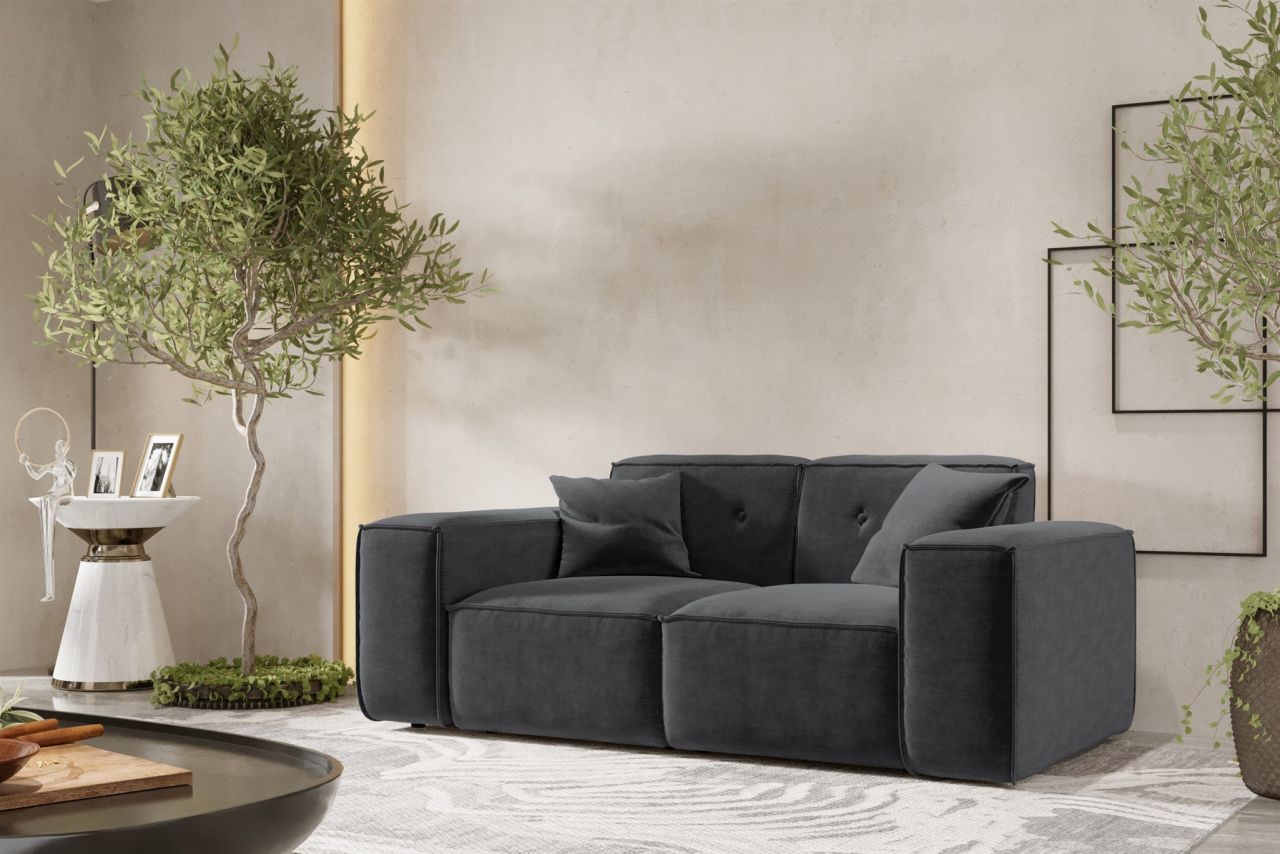 Sofa Designersofa CESINA 2-Sitzer in Stoff Perfect Harmony Anthrazit von Fun Möbel