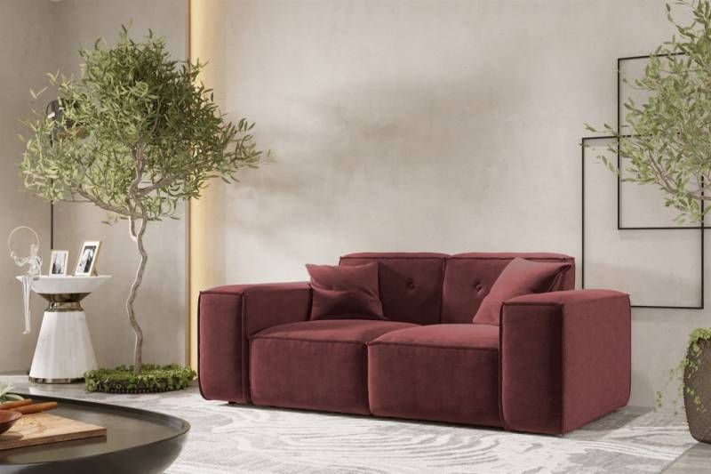 Sofa Designersofa CESINA 2-Sitzer in Stoff Perfect Harmony Bordeauxrot von Fun Möbel