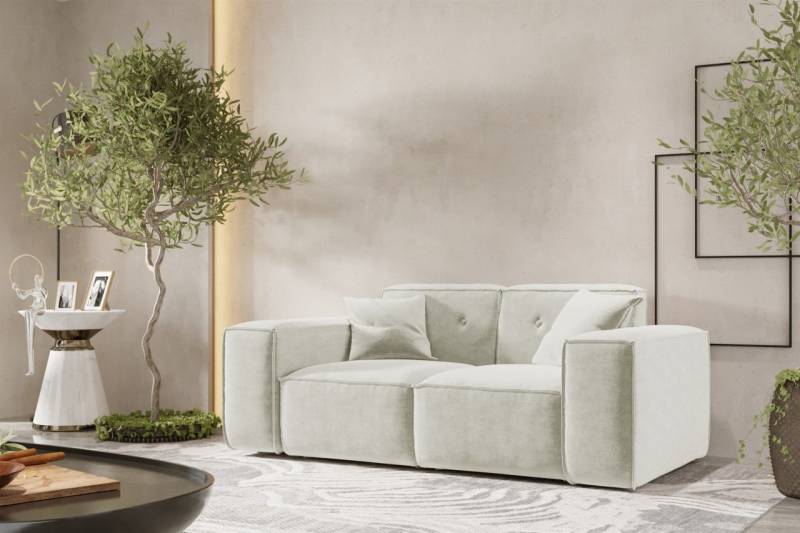 Sofa Designersofa CESINA 2-Sitzer in Stoff Perfect Harmony Cremeweiß von Fun Möbel