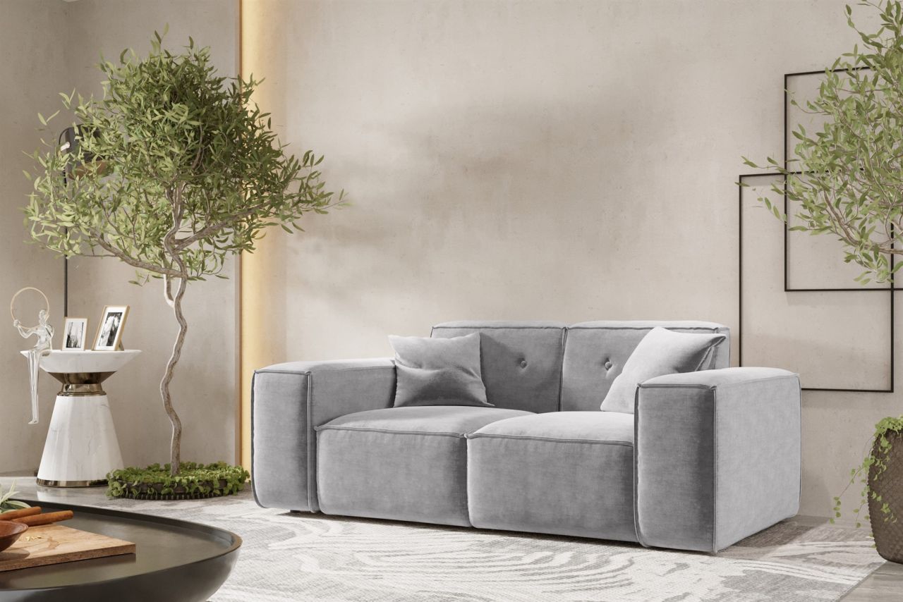 Sofa Designersofa CESINA 2-Sitzer in Stoff Perfect Harmony Grau von Fun Möbel