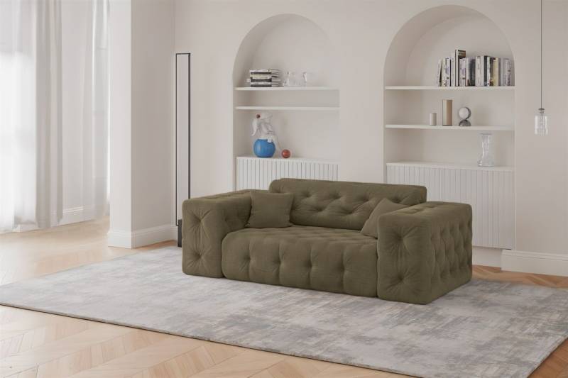 Sofa Designersofa CHANTAL 2-Sitzer in Stoff Moly Grün von Fun Moebel