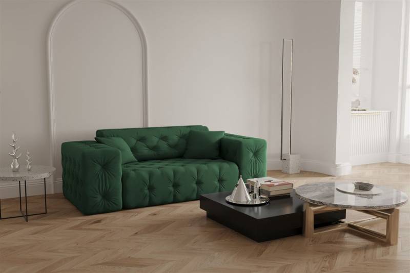 Sofa Designersofa CHANTAL 2-Sitzer in Stoff Opera Velvet Grün von Fun Moebel