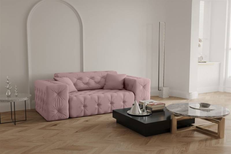 Sofa Designersofa CHANTAL 2-Sitzer in Stoff Opera Velvet Pink von Fun Moebel