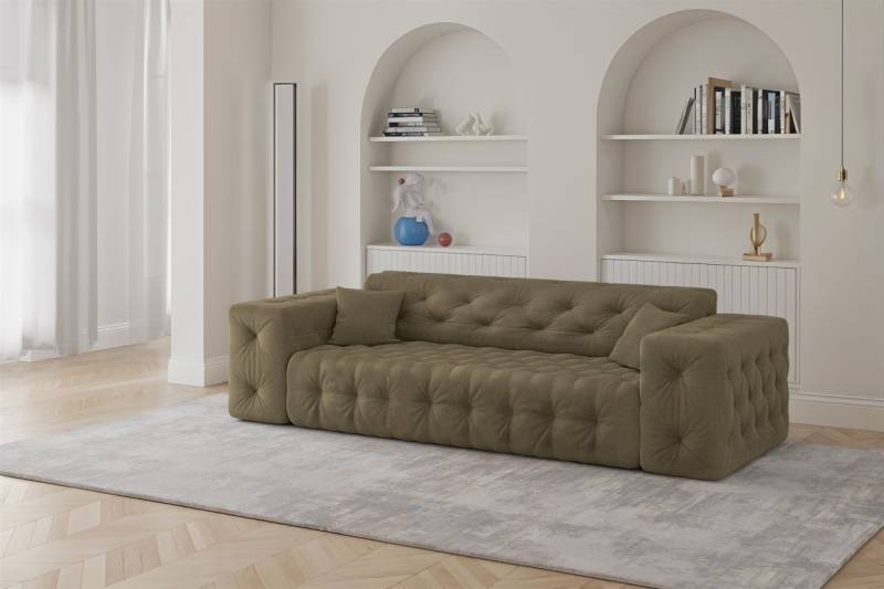 Sofa Designersofa CHANTAL 3-Sitzer in Stoff Moly Grün von Fun Moebel