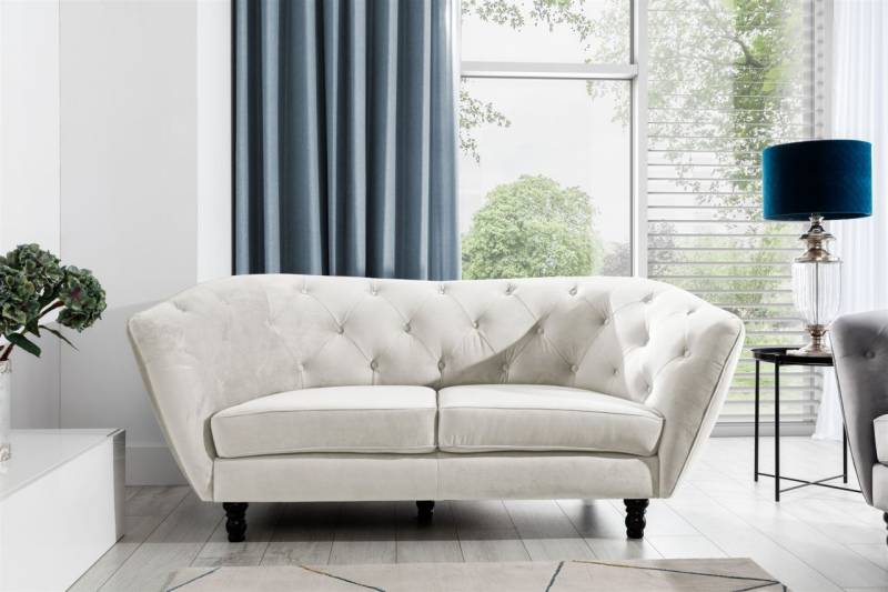 Sofa Designersofa CHARLOTTE 2-Sitzer in Stoff Matt Velvet Beige von Fun Moebel