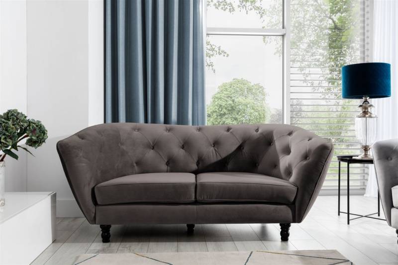 Sofa Designersofa CHARLOTTE 2-Sitzer in Stoff Matt Velvet Braun von Fun Moebel