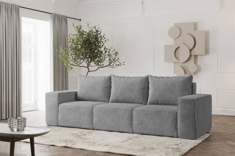 Sofa Designersofa ESTELLE 3-Sitzer in Stoff Abriamo Grau von Fun Möbel
