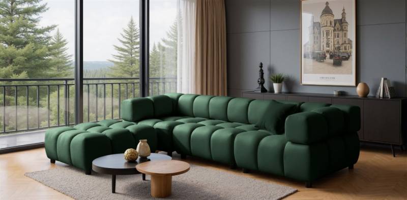 Sofa Designersofa FLOW 3-Sitzer inkl. 1 x Polsterhocker Stoff Bluvel Flaschen... Sofa Designersofa FLOW 3-Sitzer inkl. 1 x Polsterhocker Stoff Bluvel Flaschen... von Fun Möbel