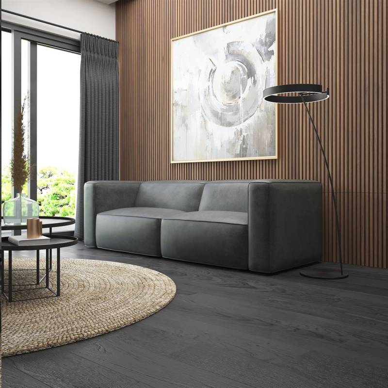 Sofa Designersofa HELMER 2-Sitzer in Stoff Pola Dunkelgrau von Fun Möbel