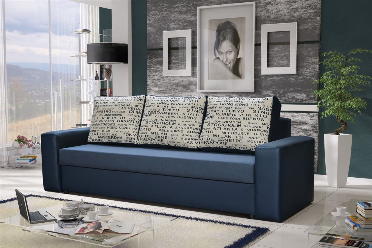 Sofa Designersofa LEEDS 3-Sitzer mit Schlaffunktion Blau Sofa Designersofa LEEDS 3-Sitzer mit Schlaffunktion Blau von Fun Moebel