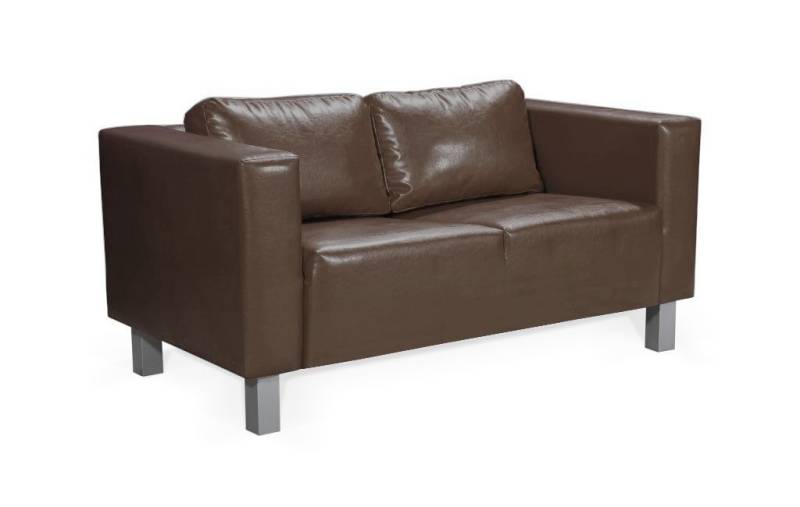 Sofa Designersofa MAILAND 2-Sitzer in Kunstleder Braun von Fun Moebel