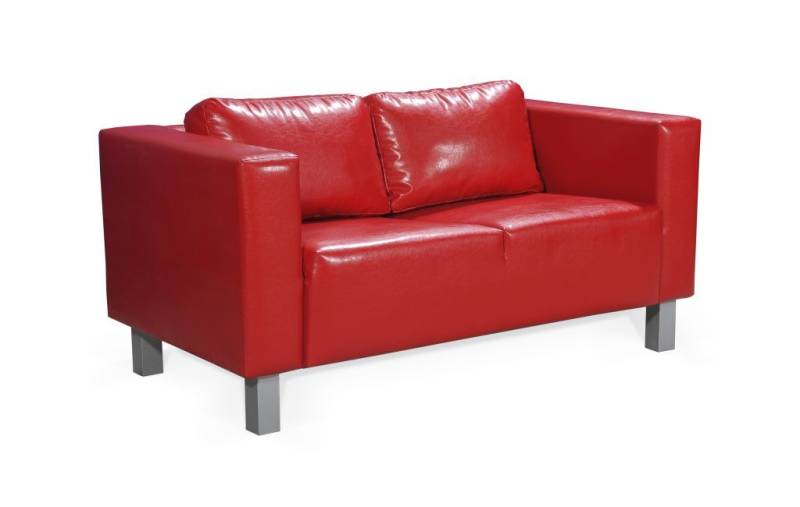 Sofa Designersofa MAILAND 2-Sitzer in Kunstleder Rot von Fun Moebel