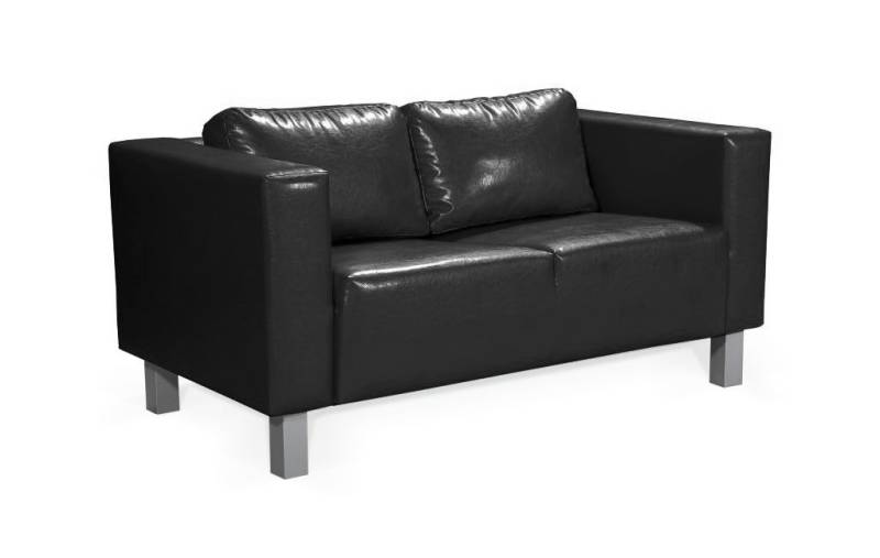 Sofa Designersofa MAILAND 2-Sitzer in Kunstleder Schwarz von Fun Moebel