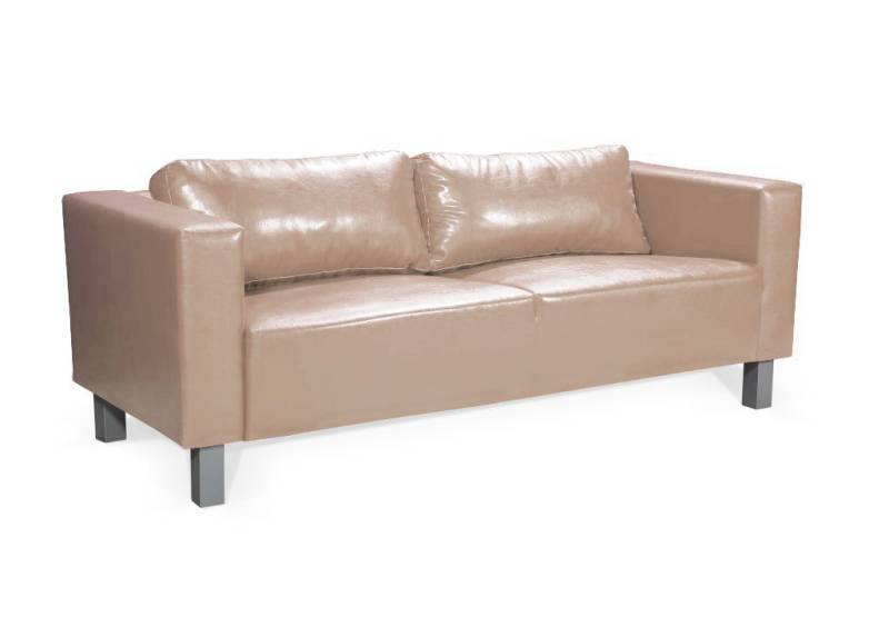 Sofa Designersofa MAILAND 3-Sitzer in Kunstleder Cappuccino von Fun Moebel