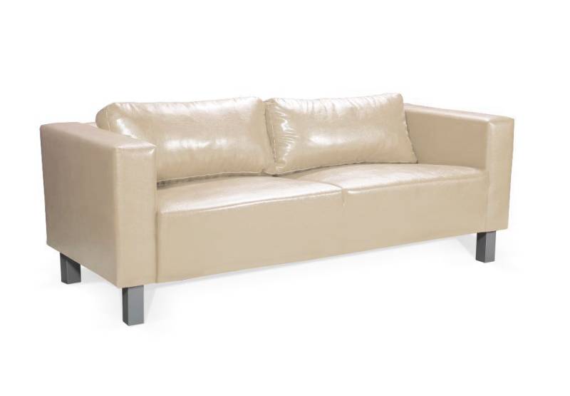 Sofa Designersofa MAILAND 3-Sitzer in Kunstleder Creme von Fun Moebel