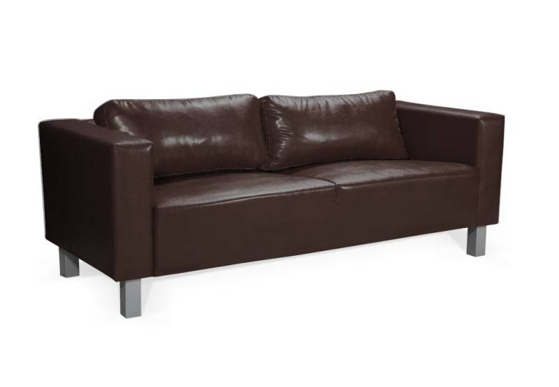 Sofa Designersofa MAILAND 3-Sitzer in Kunstleder Dunkelbraun von Fun Moebel