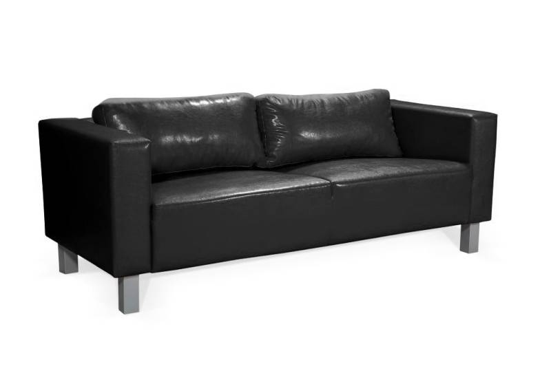 Sofa Designersofa MAILAND 3-Sitzer in Kunstleder Schwarz von Fun Moebel