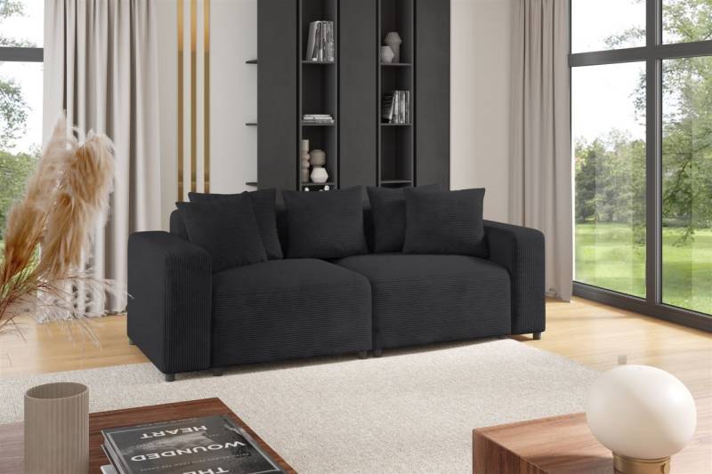 Sofa Designersofa MEGAN 2-Sitzer in Stoff Poso Anthrazit von Fun Möbel