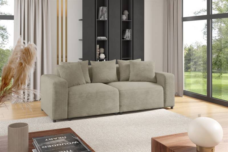 Sofa Designersofa MEGAN 2-Sitzer in Stoff Poso Beige von Fun Möbel