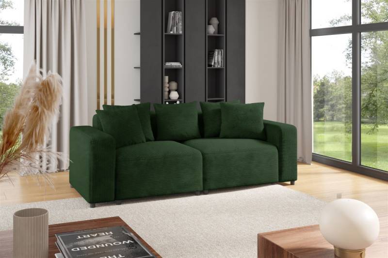 Sofa Designersofa MEGAN 2-Sitzer in Stoff Poso Dunkelgrün von Fun Möbel