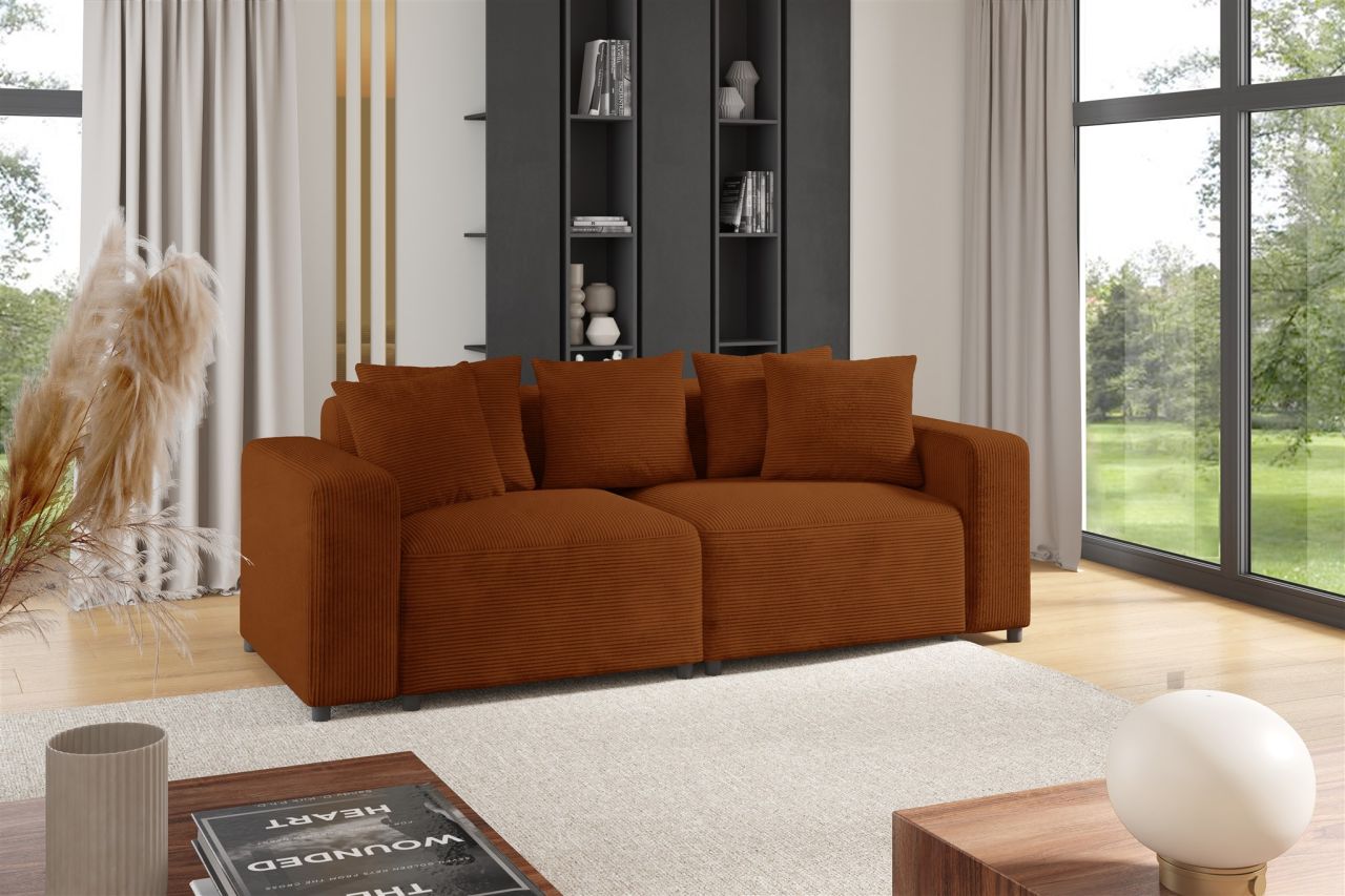 Sofa Designersofa MEGAN 2-Sitzer in Stoff Poso Rostbraun von Fun Möbel