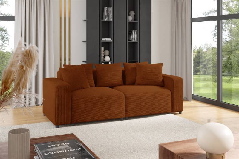 Sofa Designersofa MEGAN 2-Sitzer in Stoff Poso Rostbraun von Fun Möbel
