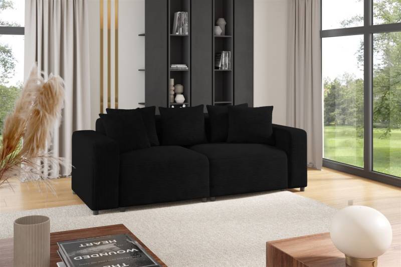 Sofa Designersofa MEGAN 2-Sitzer in Stoff Poso Schwarz von Fun Möbel