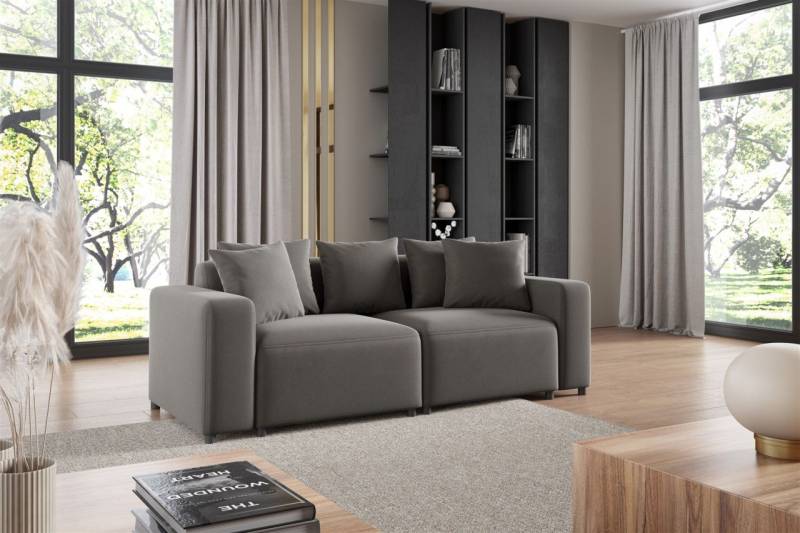 Sofa Designersofa MEGAN 2-Sitzer in Stoff Salvador Grau von Fun Möbel