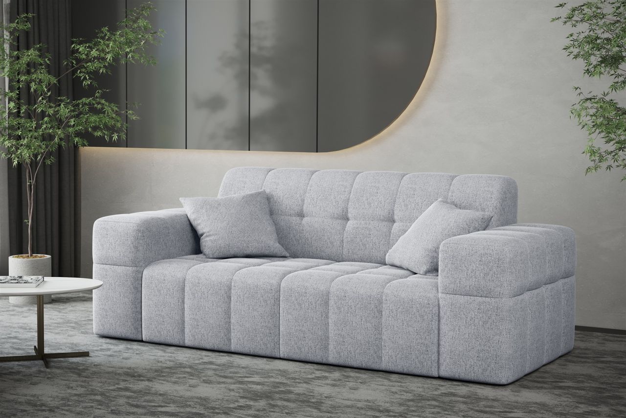 Sofa Designersofa NANCY 2-Sitzer in Stoff Neve Hellgrau von Fun Möbel