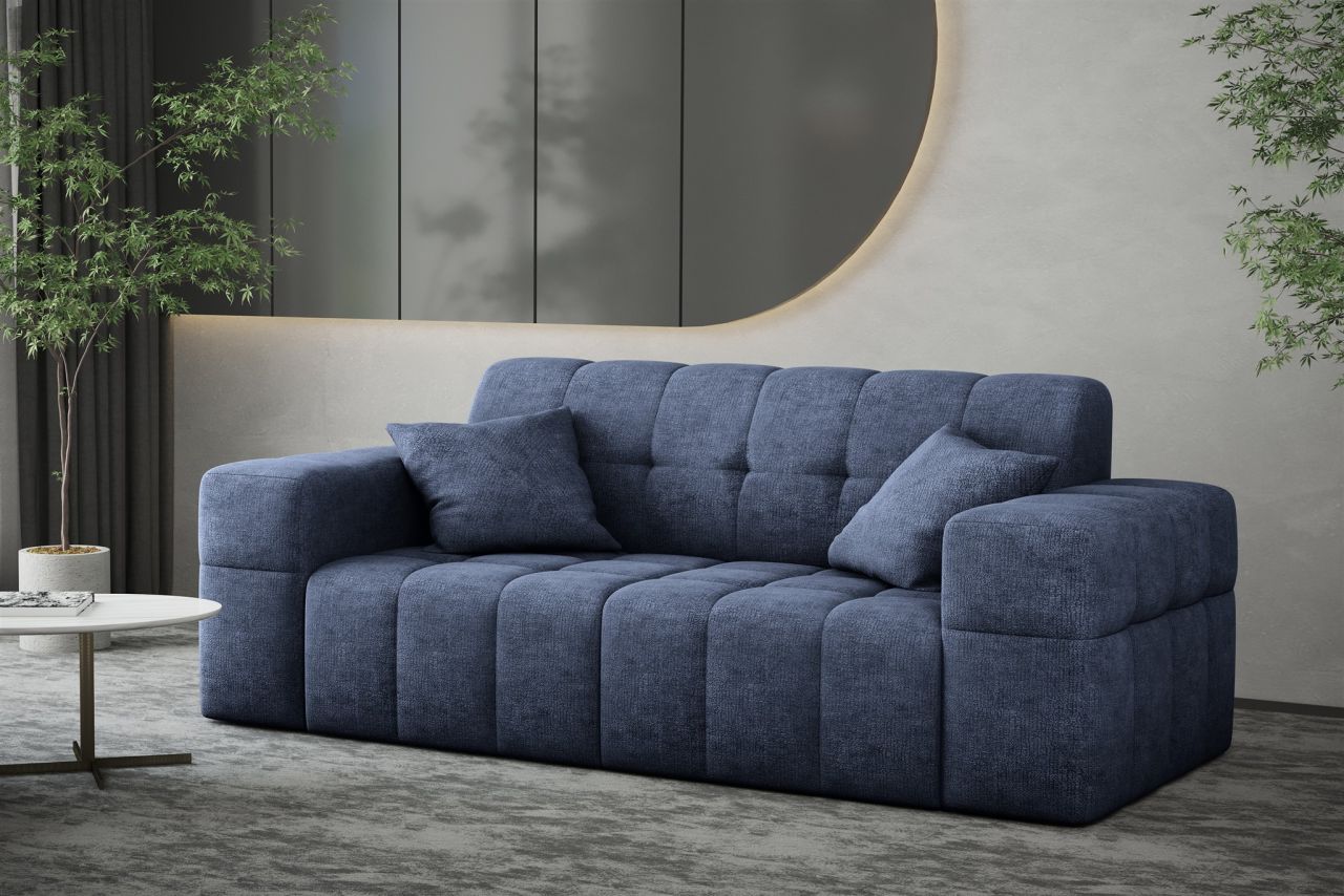 Sofa Designersofa NANCY 2-Sitzer in Stoff Perfekt Harmony Marineblau von Fun Möbel
