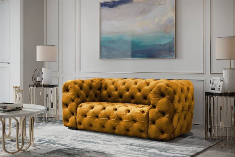 Sofa Designersofa NATALIE 2-Sitzer in Stoff Riviera Goldgelb von Fun Moebel