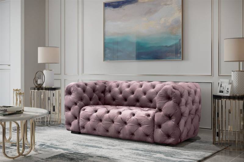 Sofa Designersofa NATALIE 2-Sitzer in Stoff Riviera Rose von Fun Moebel