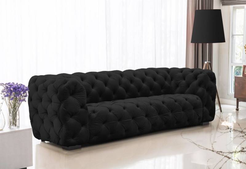 Sofa Designersofa NATALIE 3-Sitzer in Stoff Riviera Schwarz von Fun Moebel