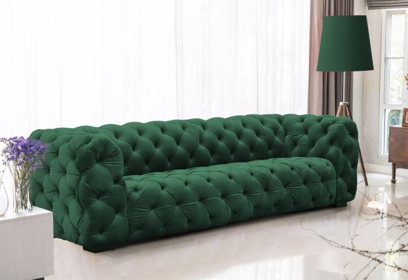 Sofa Designersofa NATALIE 4-Sitzer in Stoff Riviera Grün von Fun Moebel