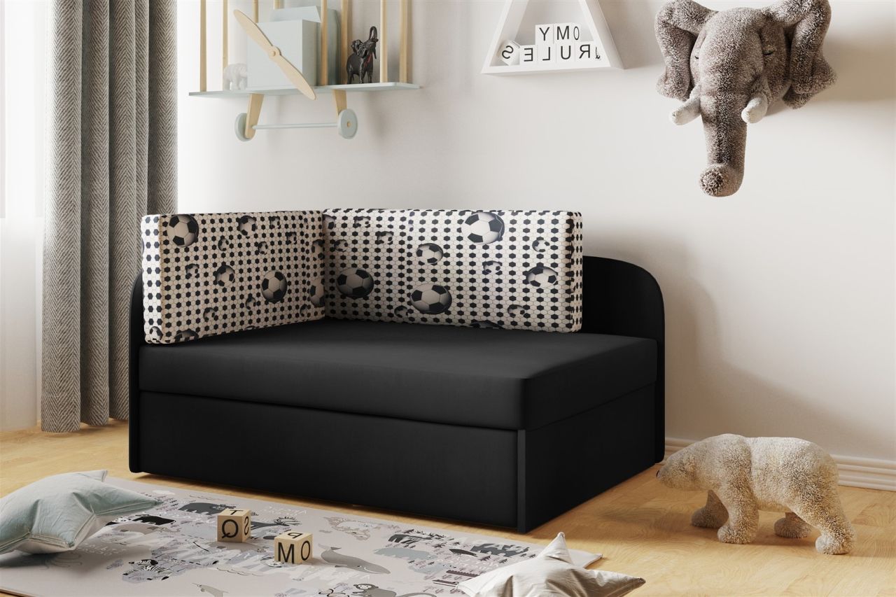 Sofa Kindersofa Schlafsofa inkl. Bettkasten MAILO Seite Rechts Stoff Schwarz-... von Fun Moebel