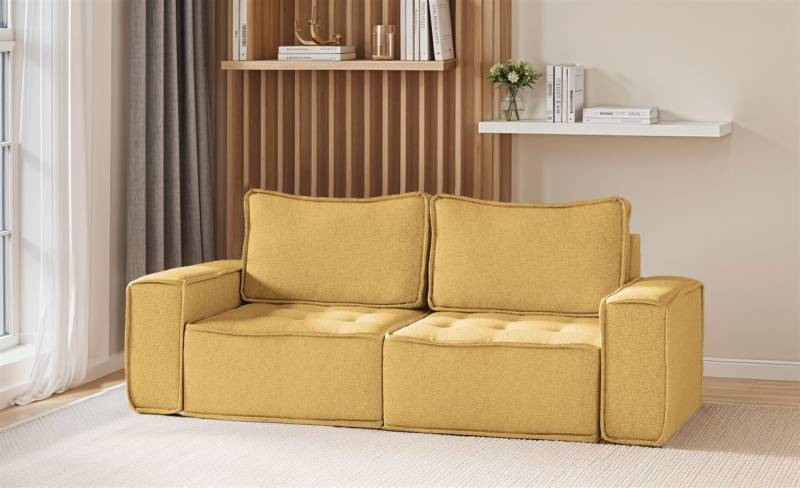 Sofa Modulsofa 2-teilig SANDE 2-Sitzer Stoff Raven Honiggelb von Fun Möbel