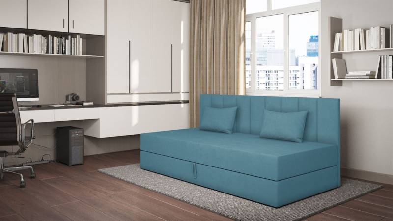 Sofa Polsterliege Kindersofa MARGOT in Stoff Opera Velvet Blau von Fun Möbel